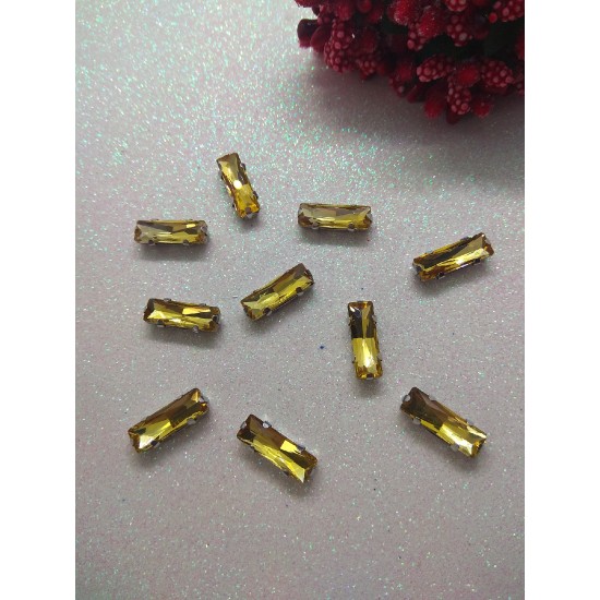 Стразы в цапах "Палочки" цв. желтый, цена за 1 шт